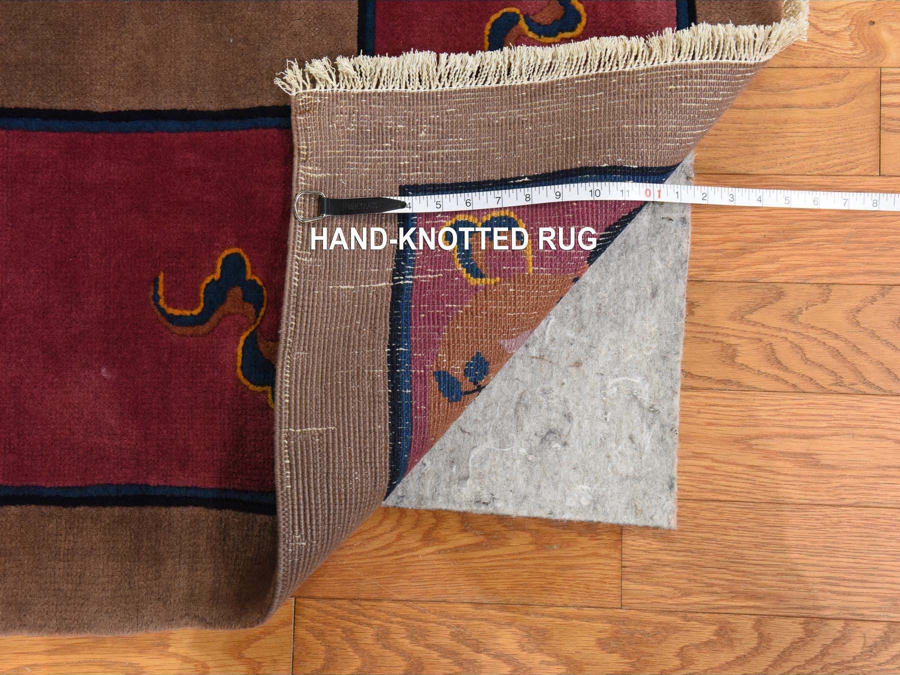 10'1"x14'2" Burro Brown, Antique Chinese Art Deco Nichols, Clean, Soft, Full Pile, 100% Wool, Hand Knotted, Oriental Rug HR78418 - Image 8