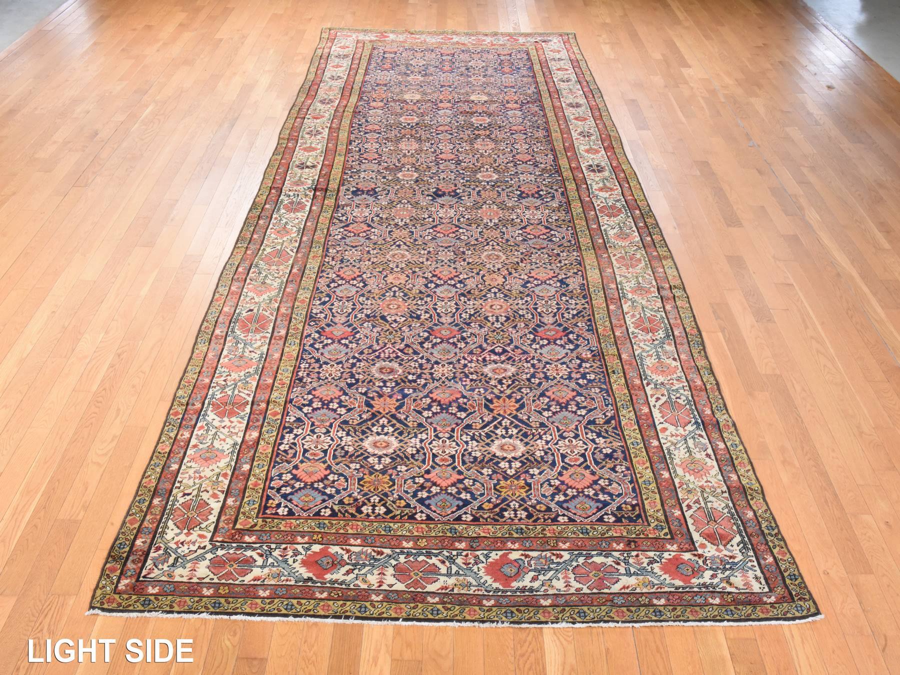 6'4"x16'3" Midnight Blue, Antique Persian Fereghan Sarouk with Intricate and Repetitive Geometric Flower Design, Hand Knotted, 100% Wool, Gallery Size, Wide Runner, Oriental Rug HR78475 - Image 3