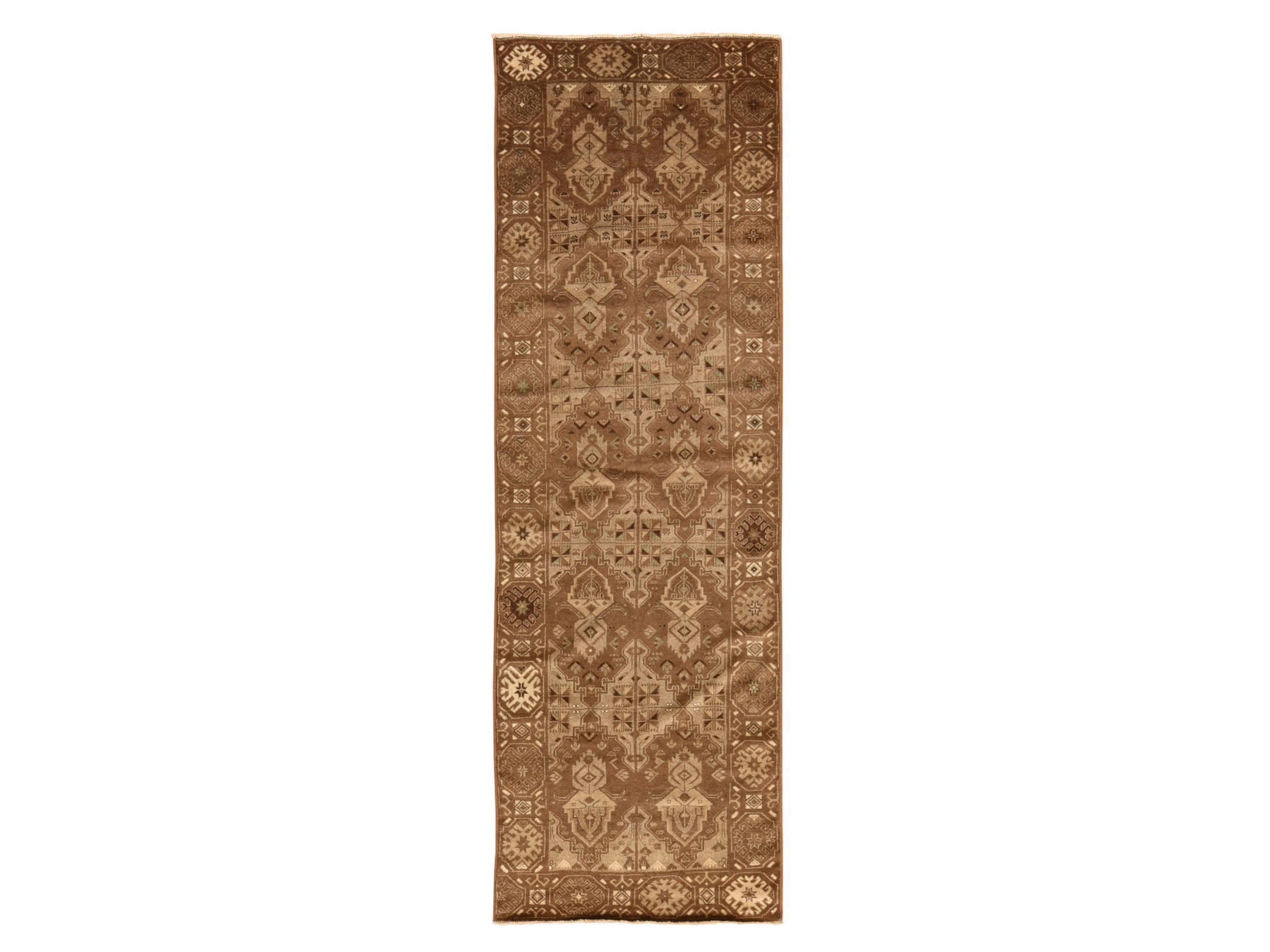 2'10"x9'2" Pecan Brown, Washed Out Afghan Baluch with Natural Colors, Hand Knotted, Pure Wool, Runner, Oriental Rug HR78491