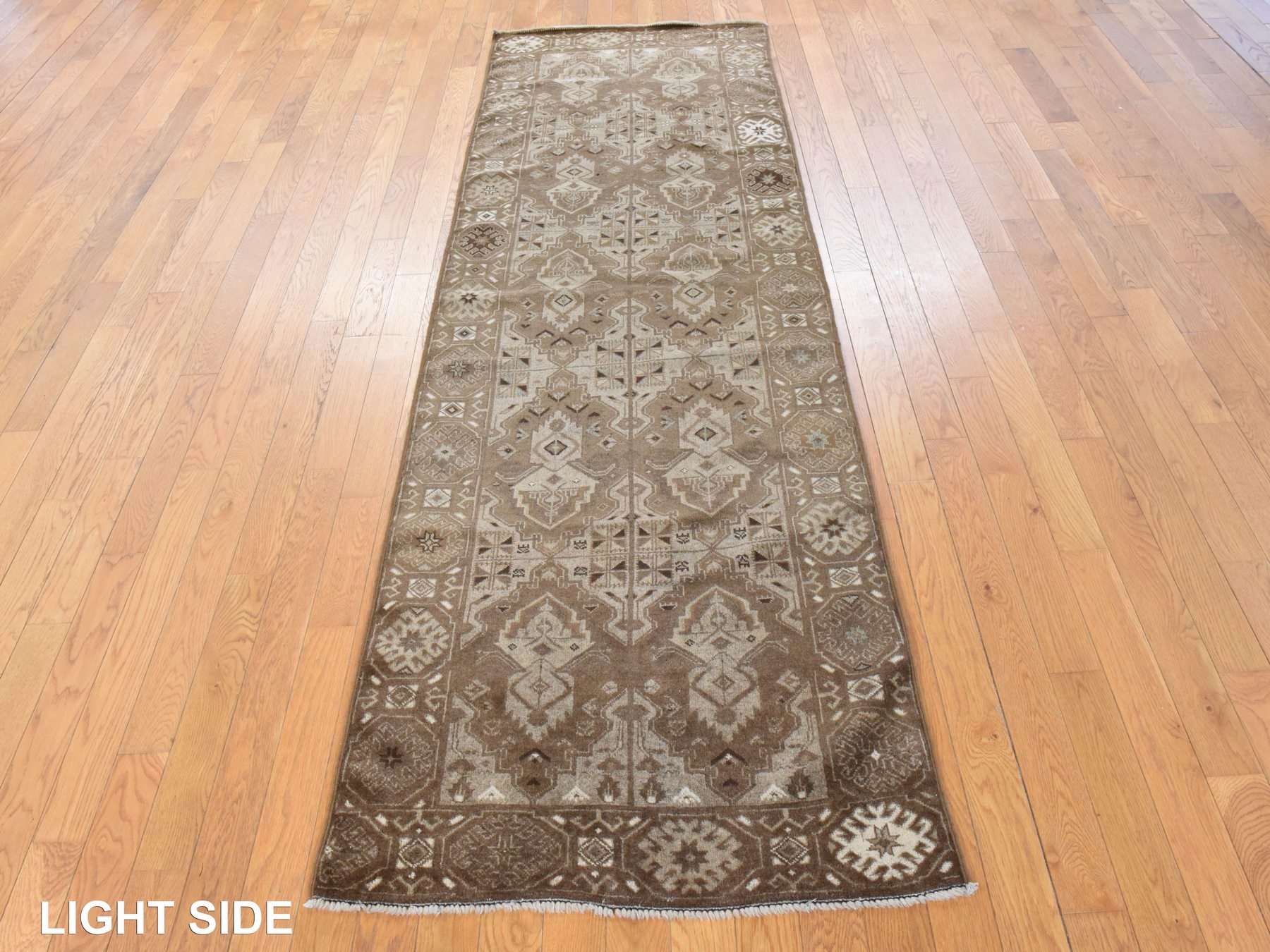 2'10"x9'2" Pecan Brown, Washed Out Afghan Baluch with Natural Colors, Hand Knotted, Pure Wool, Runner, Oriental Rug HR78491 - Image 3