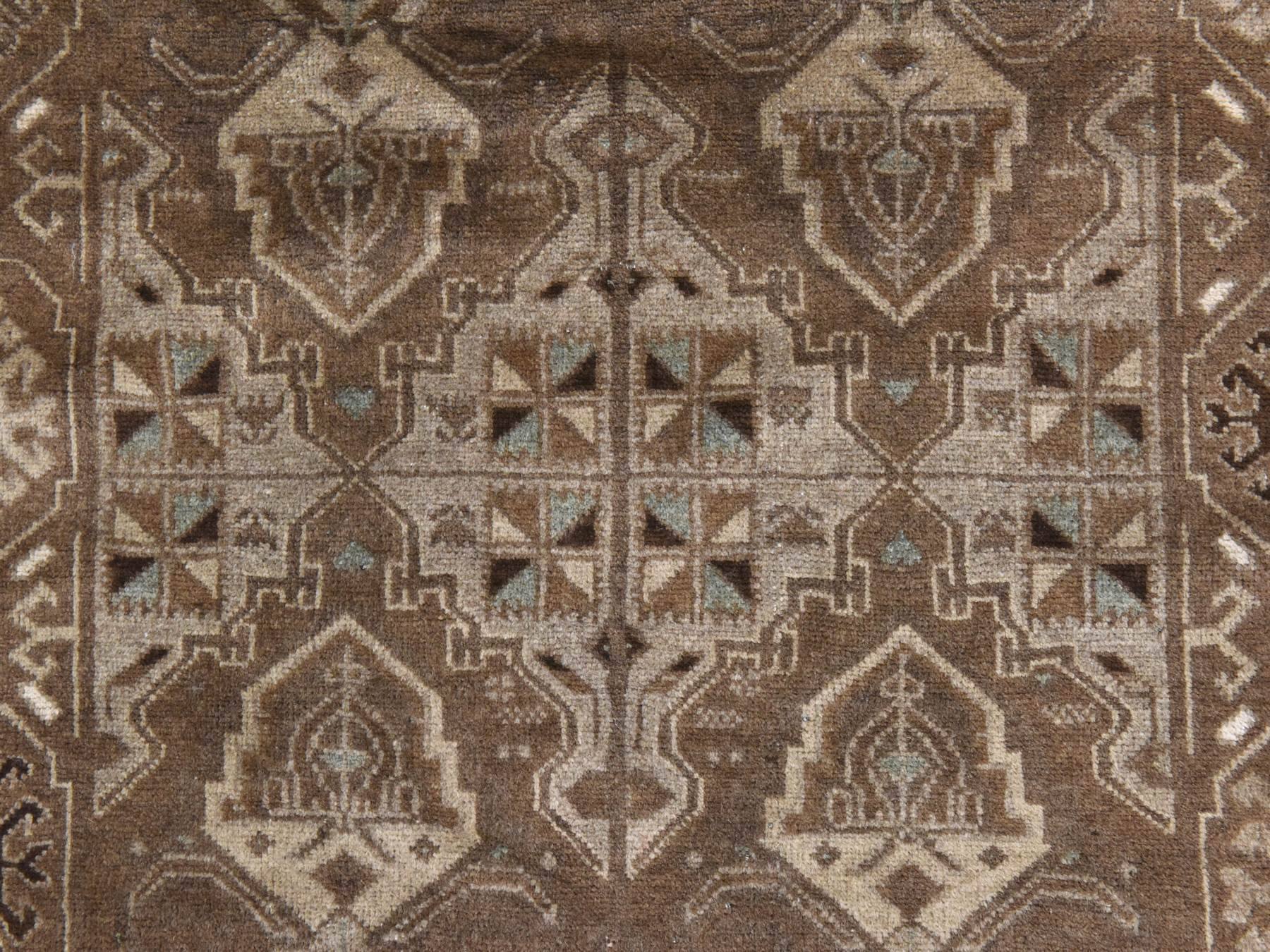 2'10"x9'2" Pecan Brown, Washed Out Afghan Baluch with Natural Colors, Hand Knotted, Pure Wool, Runner, Oriental Rug HR78491 - Image 4