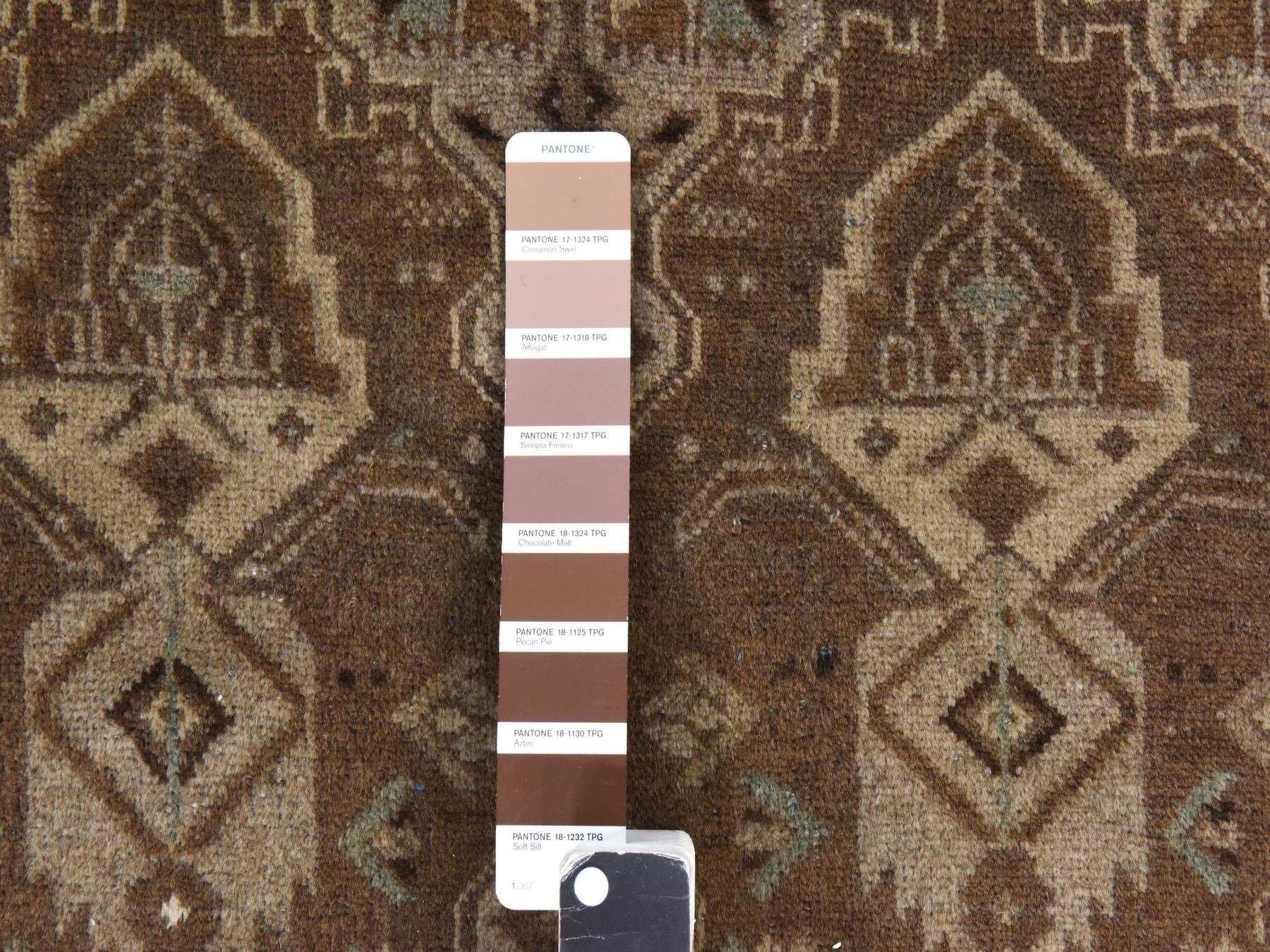 2'10"x9'2" Pecan Brown, Washed Out Afghan Baluch with Natural Colors, Hand Knotted, Pure Wool, Runner, Oriental Rug HR78491 - Image 5