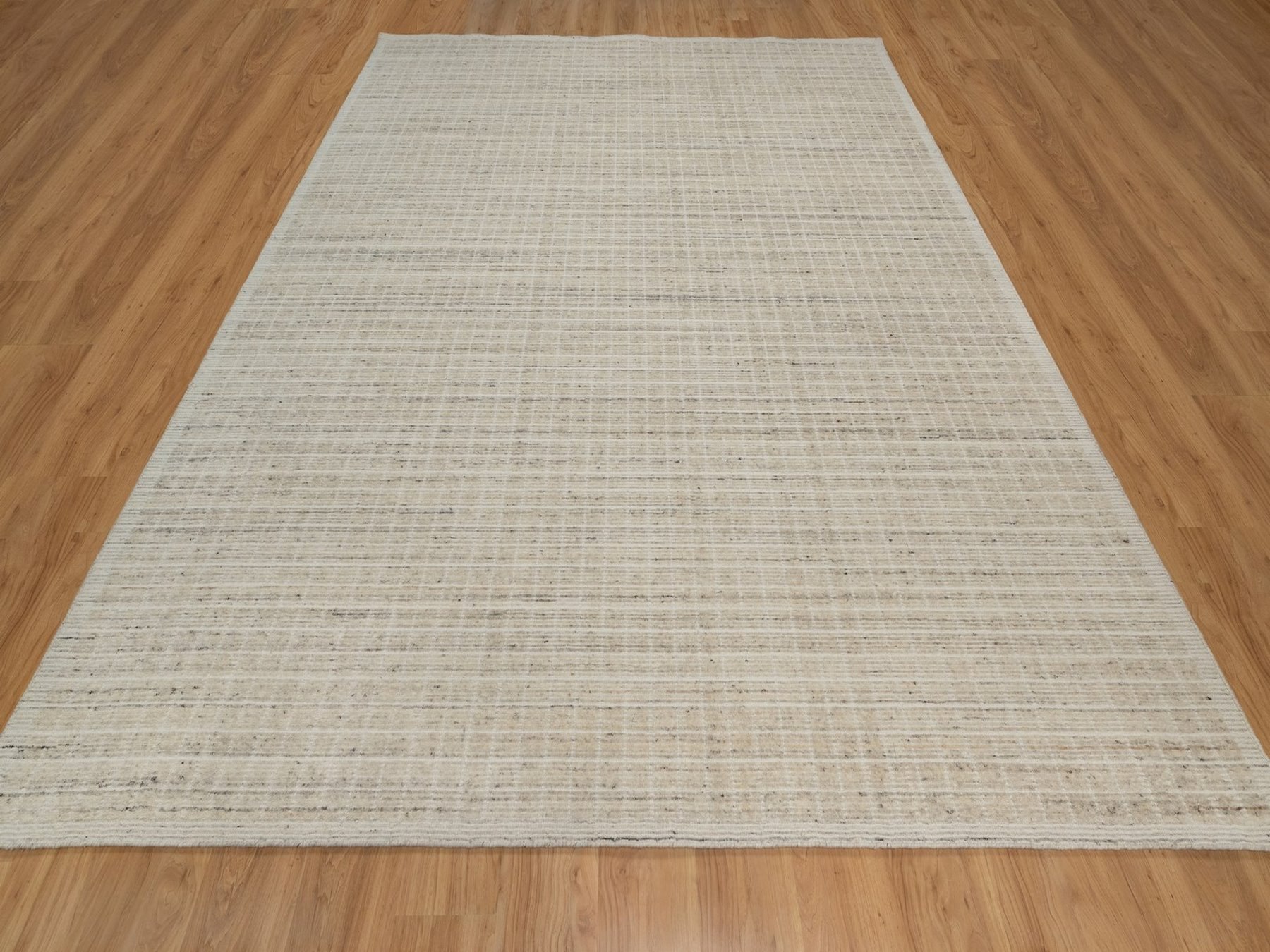 9'2"x12' Chiffon White, Modern Plain Decor Box Design, Pure Wool, Soft to the Touch, Loomed Knotted, Oriental Rug HR91682 - Image 2