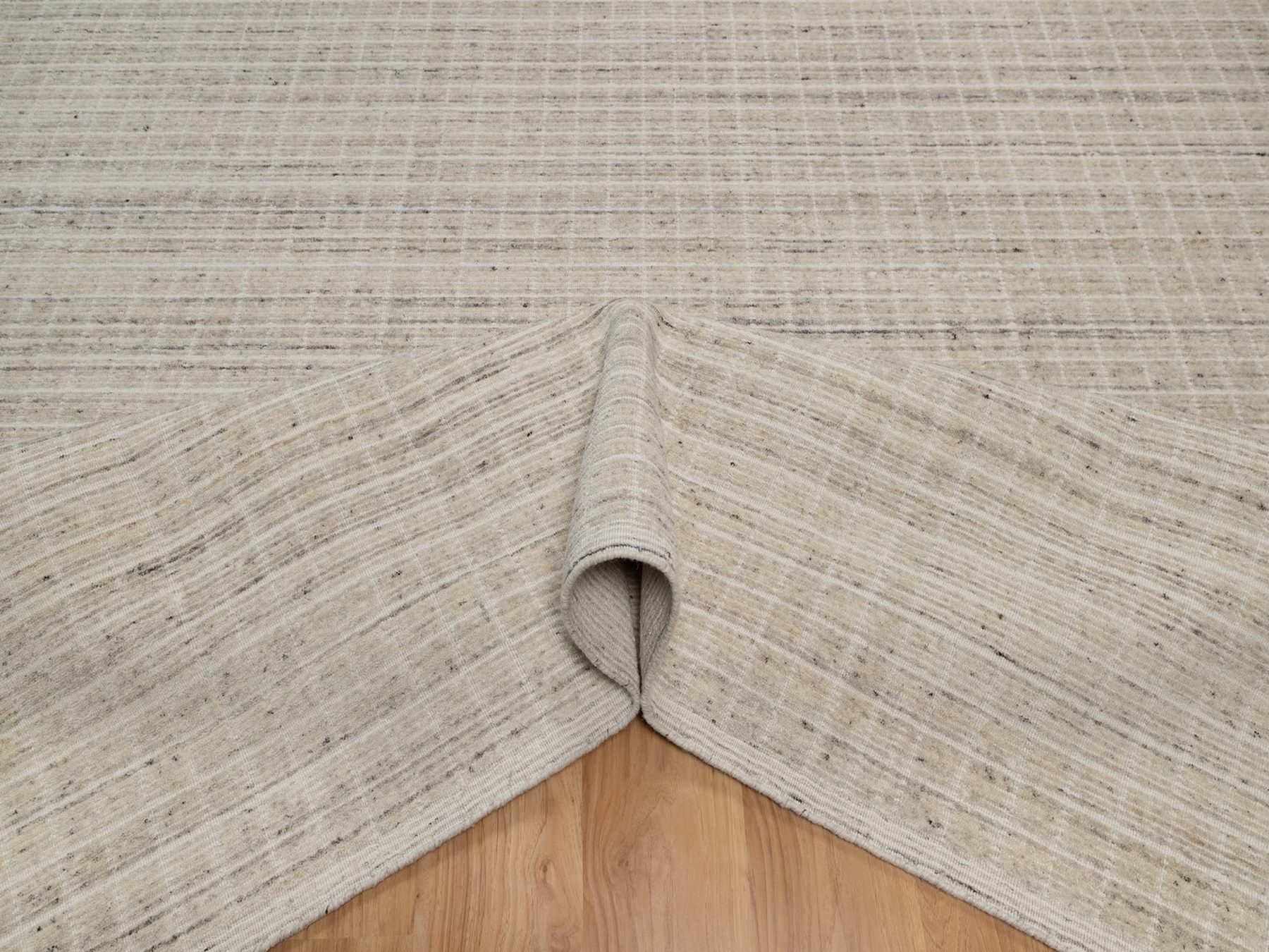 9'2"x12' Chiffon White, Modern Plain Decor Box Design, Pure Wool, Soft to the Touch, Loomed Knotted, Oriental Rug HR91682 - Image 5