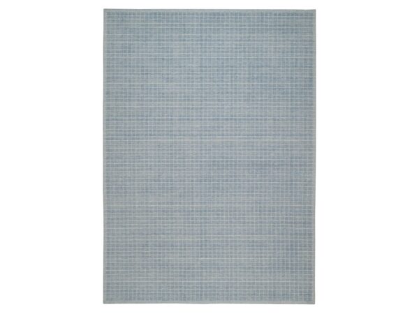 10'x14' Yonder Blue, Modern Plain Decor Box Design, Loomed Knotted, Pure Wool, Soft to the Touch, Oriental Rug HR91689