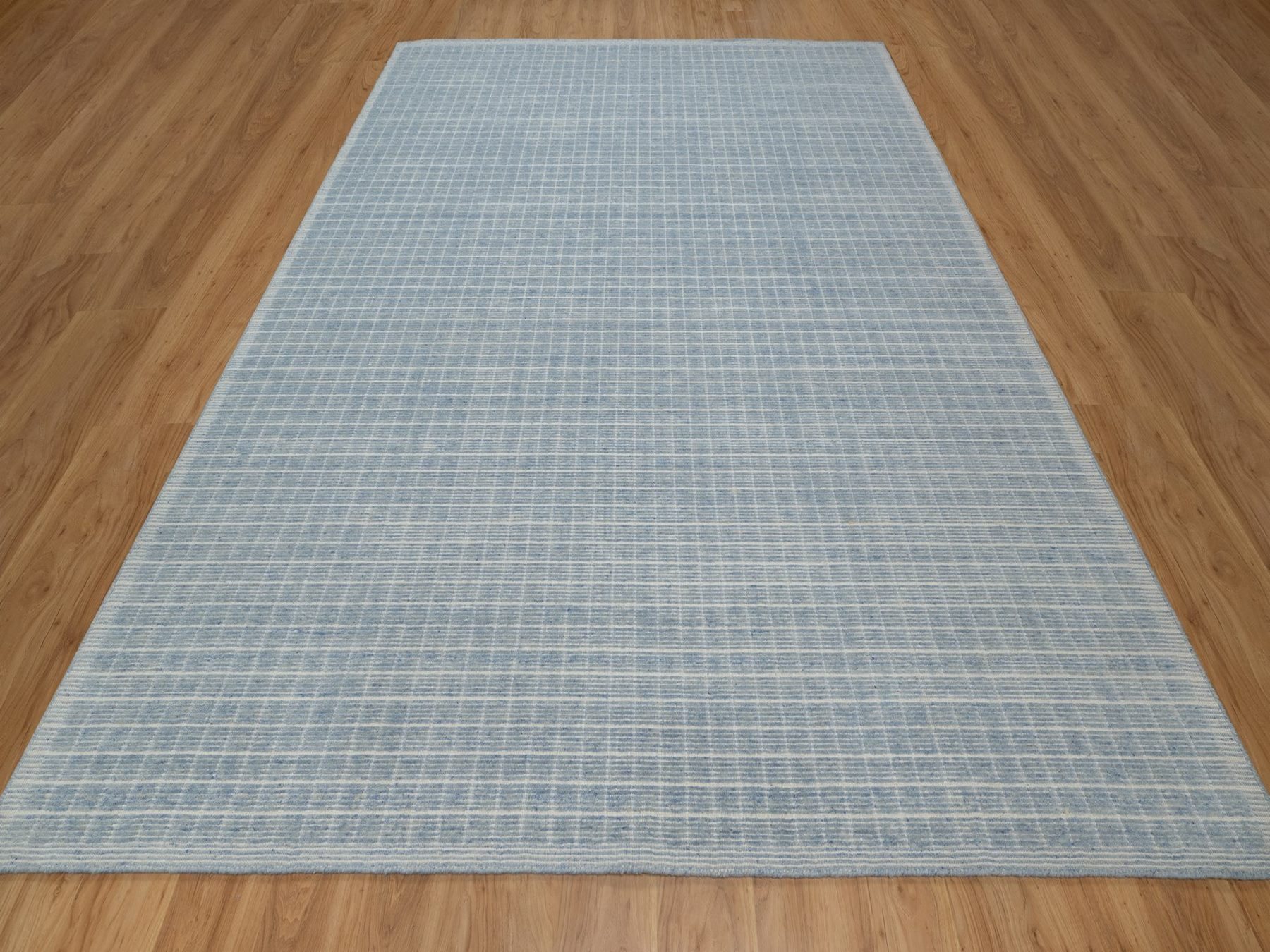 9'x12' Ruddy Blue, Loomed Knotted, Modern Plain Decor Box Design, Pure Wool, Soft to the Touch, Oriental Rug HR91690 - Image 2