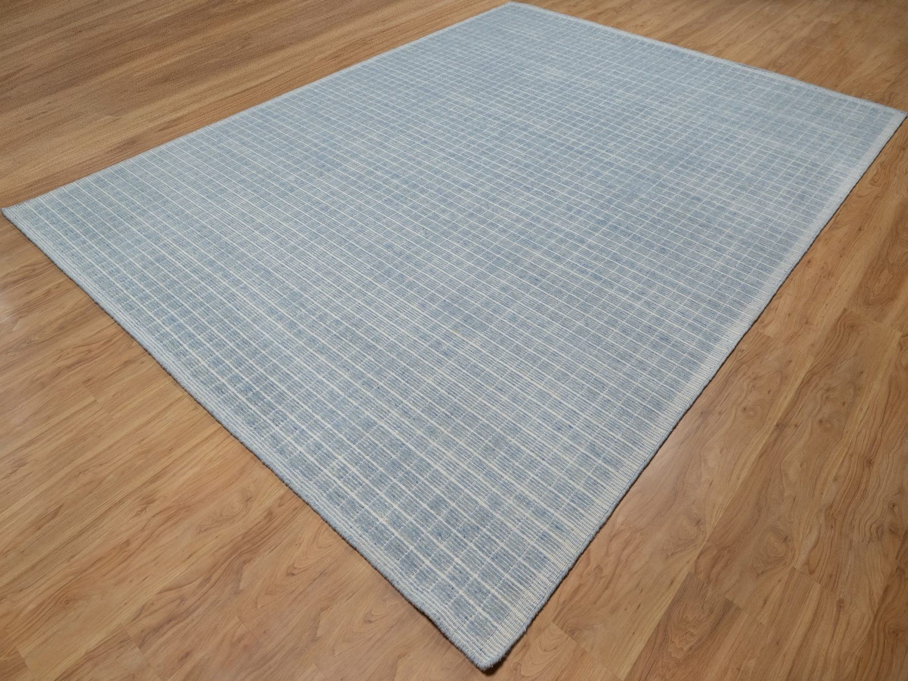9'x12' Ruddy Blue, Loomed Knotted, Modern Plain Decor Box Design, Pure Wool, Soft to the Touch, Oriental Rug HR91690 - Image 3