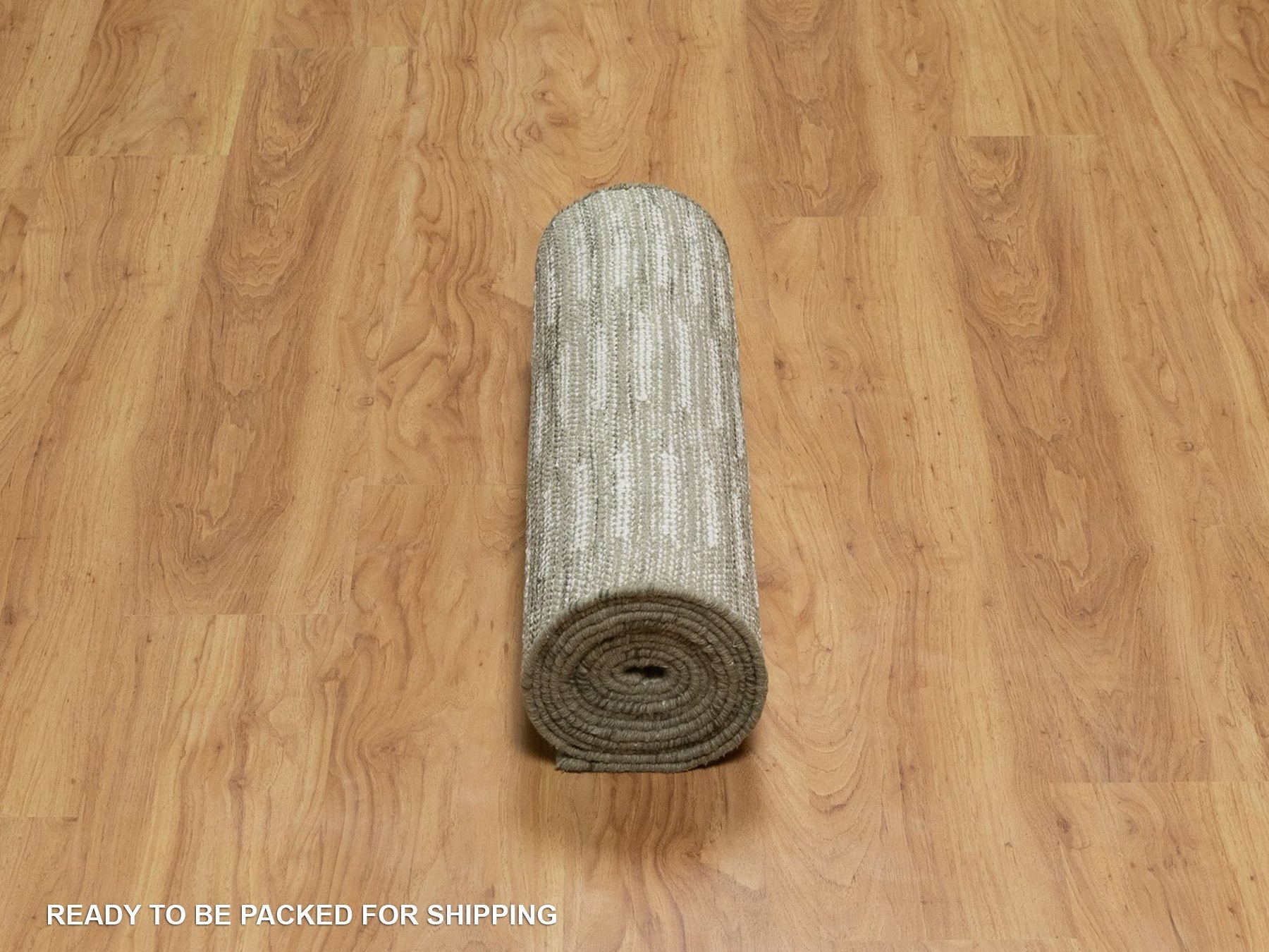 2'6"x10' Papyrus White, Hand Woven, Flat Weave with Textured Pile, Undyed Natural Wool, Runner, Oriental Rug HR91727 - Image 6