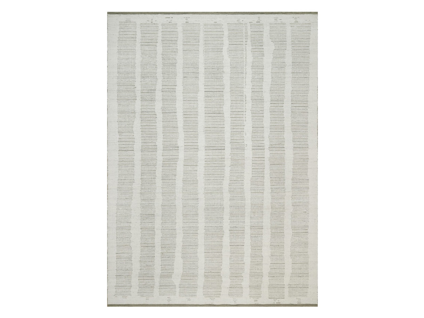 10'x14'1" Cream White, Flat Weave with Pile, Undyed Natural Wool, Hand Woven, Textured, Oriental Rug HR91736