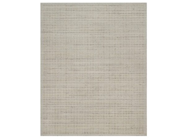 8'x10' Papyrus White, Loomed Knotted, Modern Plain Decor Box Design, Soft to Touch, Pure Wool, Oriental Rug HR91753