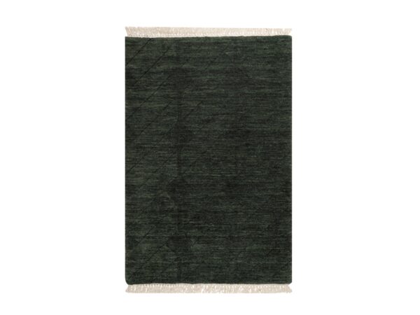 2'x2'9" Seaweed Green, Stripes Design, Hand Loomed, Pure Wool, Sample, Mat, Oriental Rug HR91780