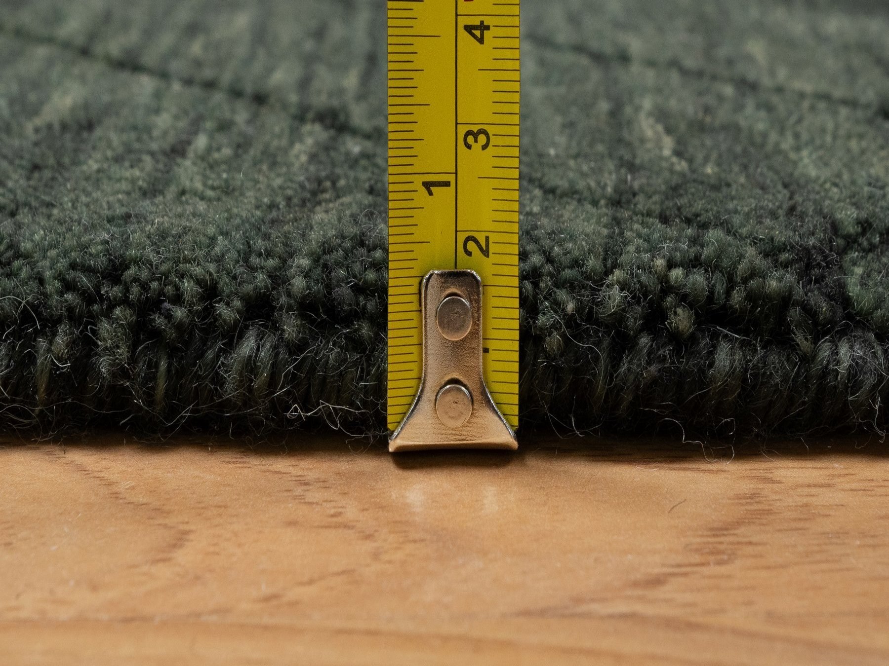 2'x2'9" Seaweed Green, Stripes Design, Hand Loomed, Pure Wool, Sample, Mat, Oriental Rug HR91780 - Image 7