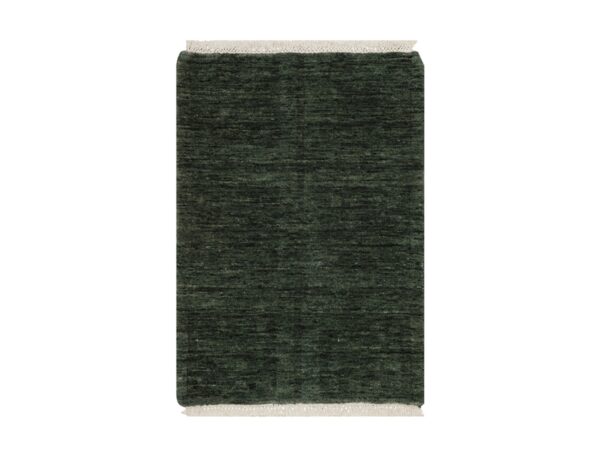 2'x2'8" Juniper Green, Plain Solid Design, Salt and Pepper Effect, Hand Loomed, Pure Wool, Sample, Mat, Oriental Rug HR91781