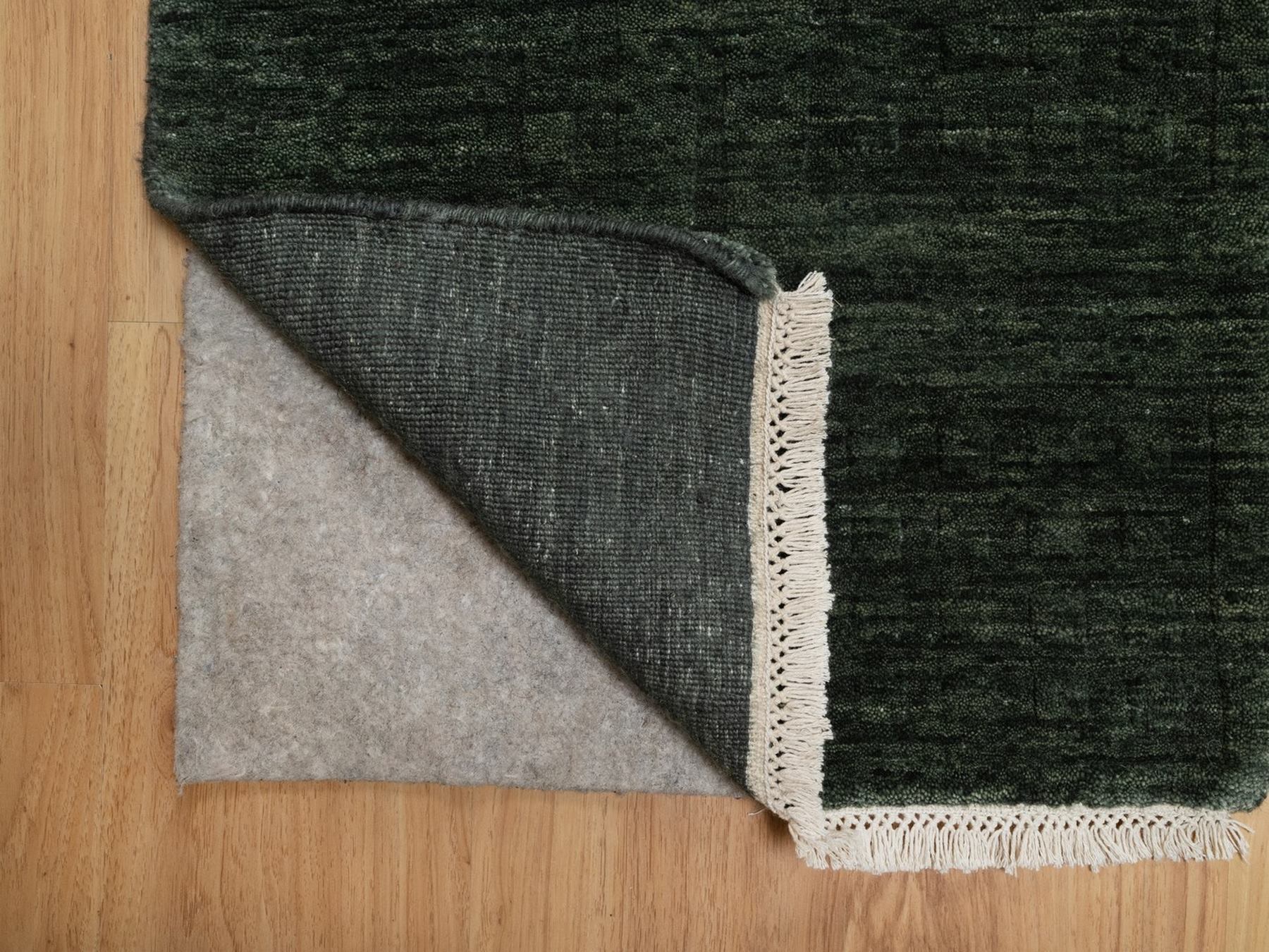 2'x2'8" Juniper Green, Plain Solid Design, Salt and Pepper Effect, Hand Loomed, Pure Wool, Sample, Mat, Oriental Rug HR91781 - Image 3