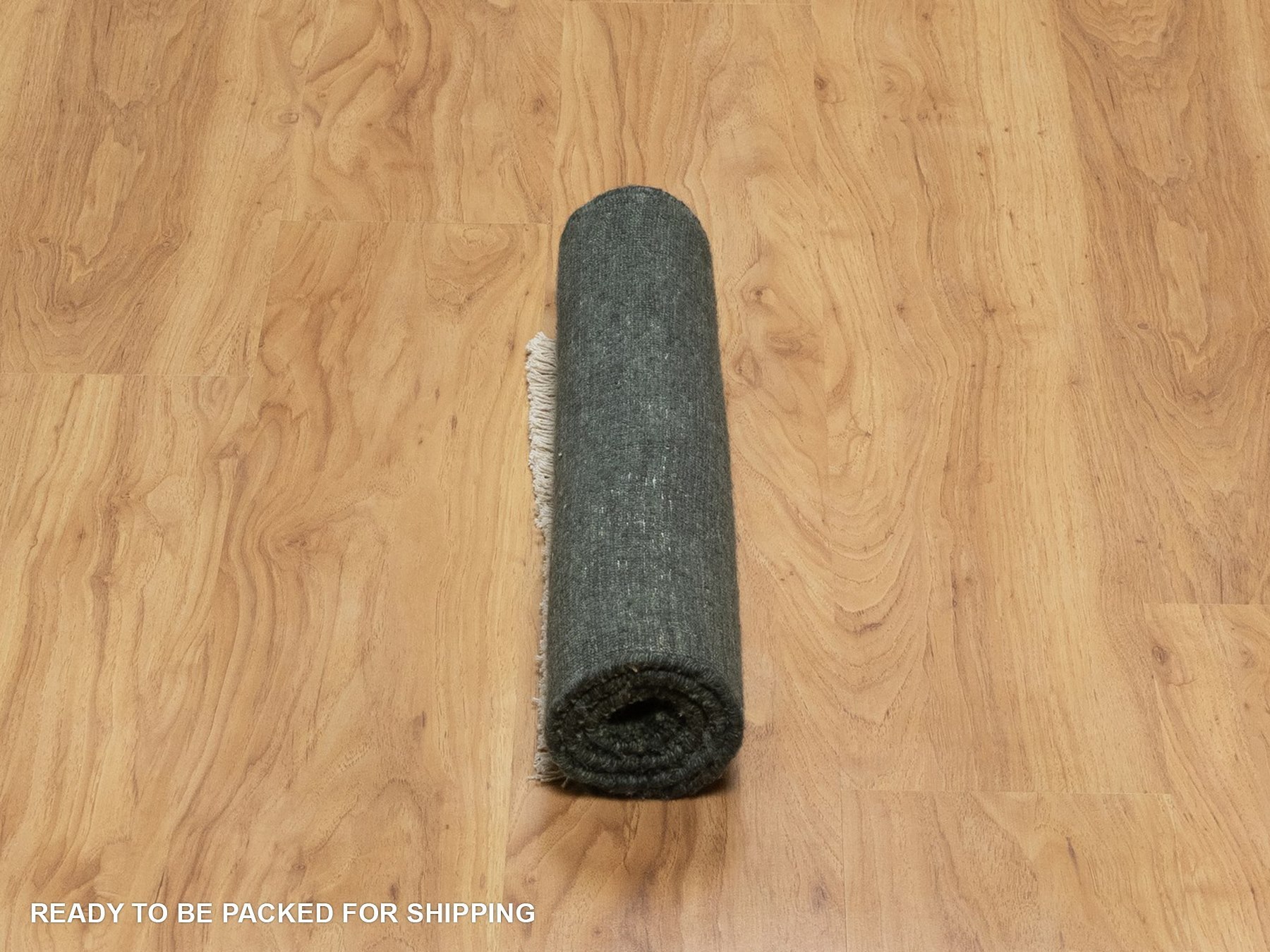 2'x2'8" Juniper Green, Plain Solid Design, Salt and Pepper Effect, Hand Loomed, Pure Wool, Sample, Mat, Oriental Rug HR91781 - Image 6