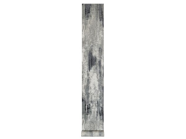 2'8"x23'10' Black with Touches of Ivory, Abstract Design, Hand Knotted, Wool and Silk, Oriental, XL Runner, Rug HR91784