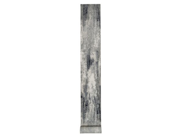 2'7"x26' Black with Touches of Ivory, Abstract Design, Hand Knotted, Wool and Silk, Oriental, XL Runner, Rug HR91785