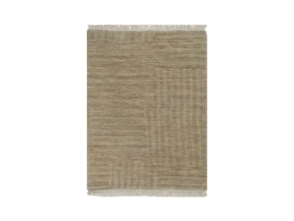 2'x2'8" Beige, Geometric Design, Hand Loomed, Pure Wool, Sample, Mat, Oriental Rug HR91786