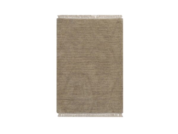 2'x2'9" Elmwood Brown, Geometric Design, Hand Loomed, Pure Wool, Sample, Mat, Oriental Rug HR91787