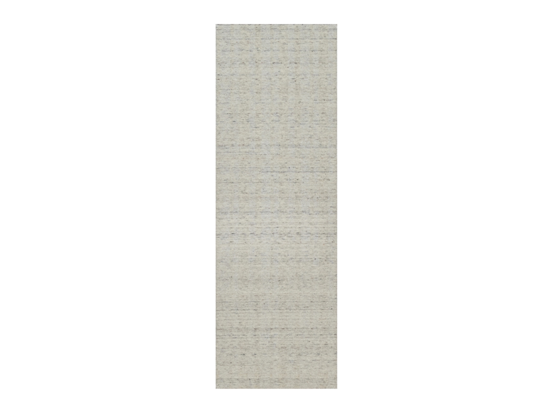 2'7"x8' Whisper White, Hand Loomed, Undyed Natural Wool, Vertical Stripes Design with Salt and Pepper Effect, Runner, Oriental Rug HR91792