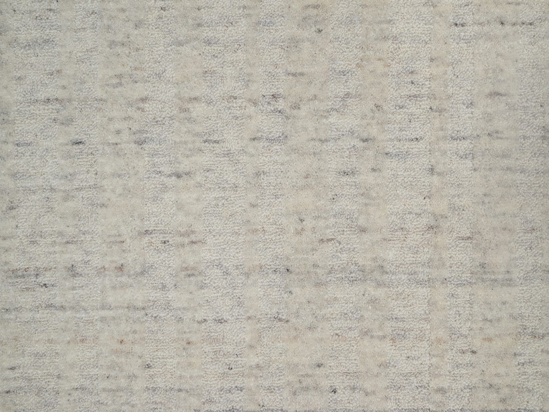 2'7"x8' Whisper White, Hand Loomed, Undyed Natural Wool, Vertical Stripes Design with Salt and Pepper Effect, Runner, Oriental Rug HR91792 - Image 5
