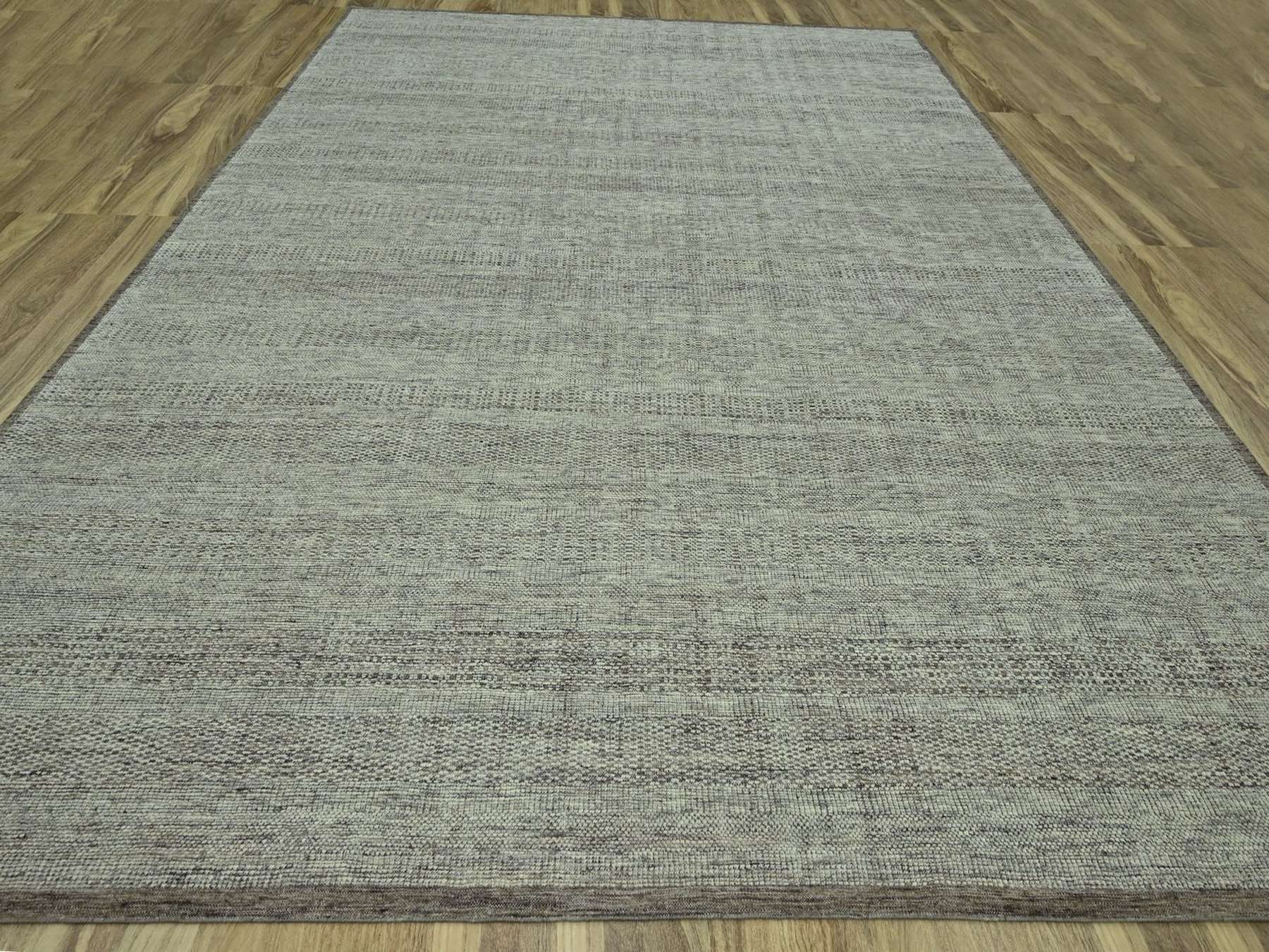 12'1"x15' Carob Brown and Ivory, Distressed and Oxidized Grass Design with Exposed Warps, 100% Wool, Hand Knotted, XL, Oversized, Oriental Rug HR76693 - Image 11