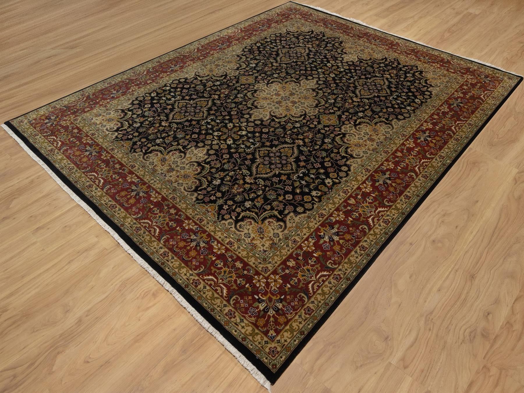 8'x10'1" Phantom Black, Intricate Kashan Revival, Hand Knotted, Hand Spun New Zealand Wool, 300 KPSI, Oriental Rug HR91834 - Image 10