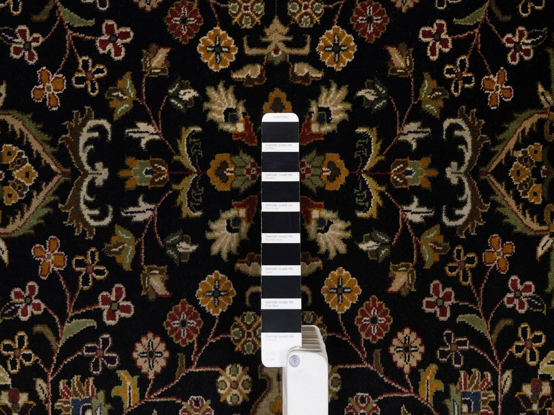 8'x10'1" Phantom Black, Intricate Kashan Revival, Hand Knotted, Hand Spun New Zealand Wool, 300 KPSI, Oriental Rug HR91834 - Image 6