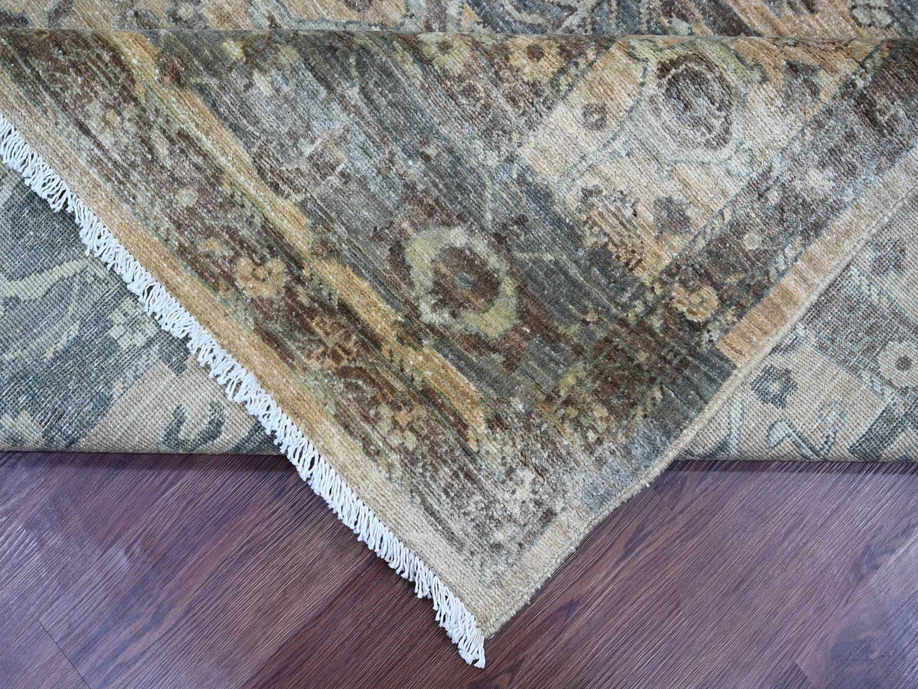 8'2"x10'1" Light Brown, Bijar Garus Design with Distinct Abrash, Peshawar, Hand Knotted, 100% Wool, Vegetable Dyes, Oriental Rug HR21045 - Image 6