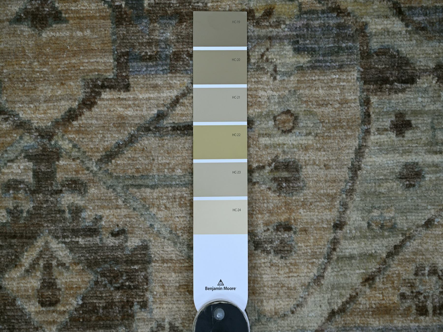 8'2"x10'1" Light Brown, Bijar Garus Design with Distinct Abrash, Peshawar, Hand Knotted, 100% Wool, Vegetable Dyes, Oriental Rug HR21045 - Image 7