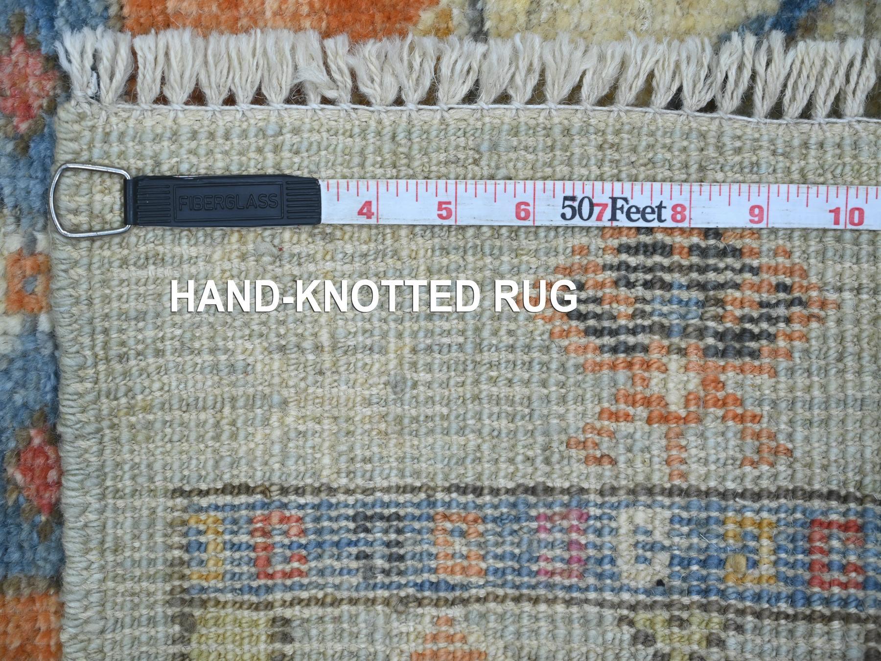 2'10"x11'8" Spanish Gray, Hand Knotted, Anatolian Village Inspired Design, Geometric Medallions, Pure Wool, Vegetable Dyes, Runner, Oriental Rug HR21079 - Image 6