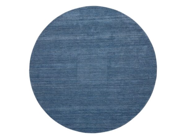 8'x8' Denim Blue, Tone on Tone, Modern Design, Soft and Plush Wool Hand Loomed, Round Oriental Rug HR64577