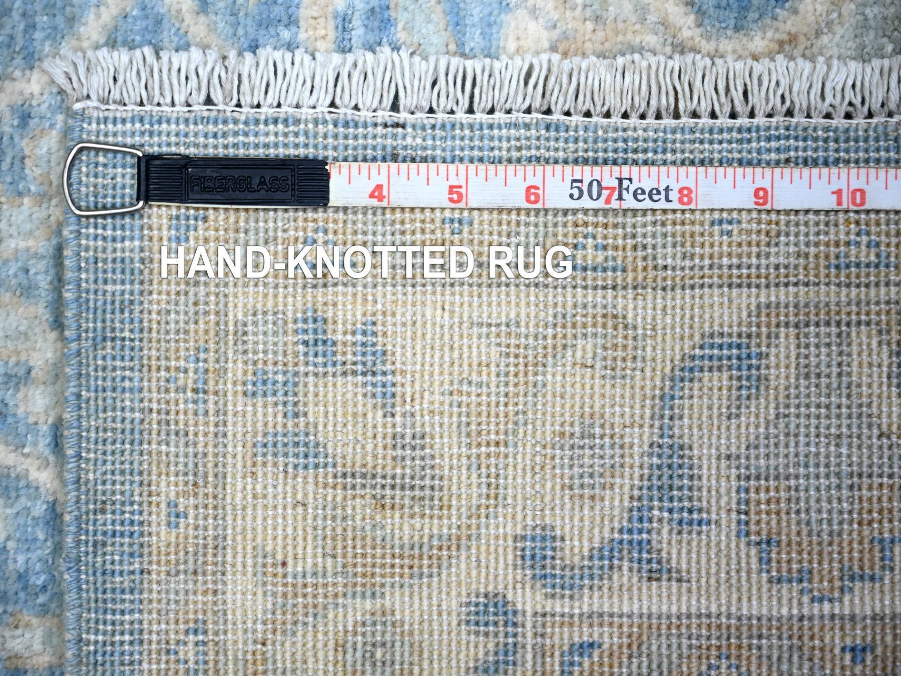 2'7"x9'8" Beau Blue, Natural Dyes Finer Peshawar with Soft Colors, 100% Wool Hand Knotted, Runner Oriental Rug HR73688 - Image 6