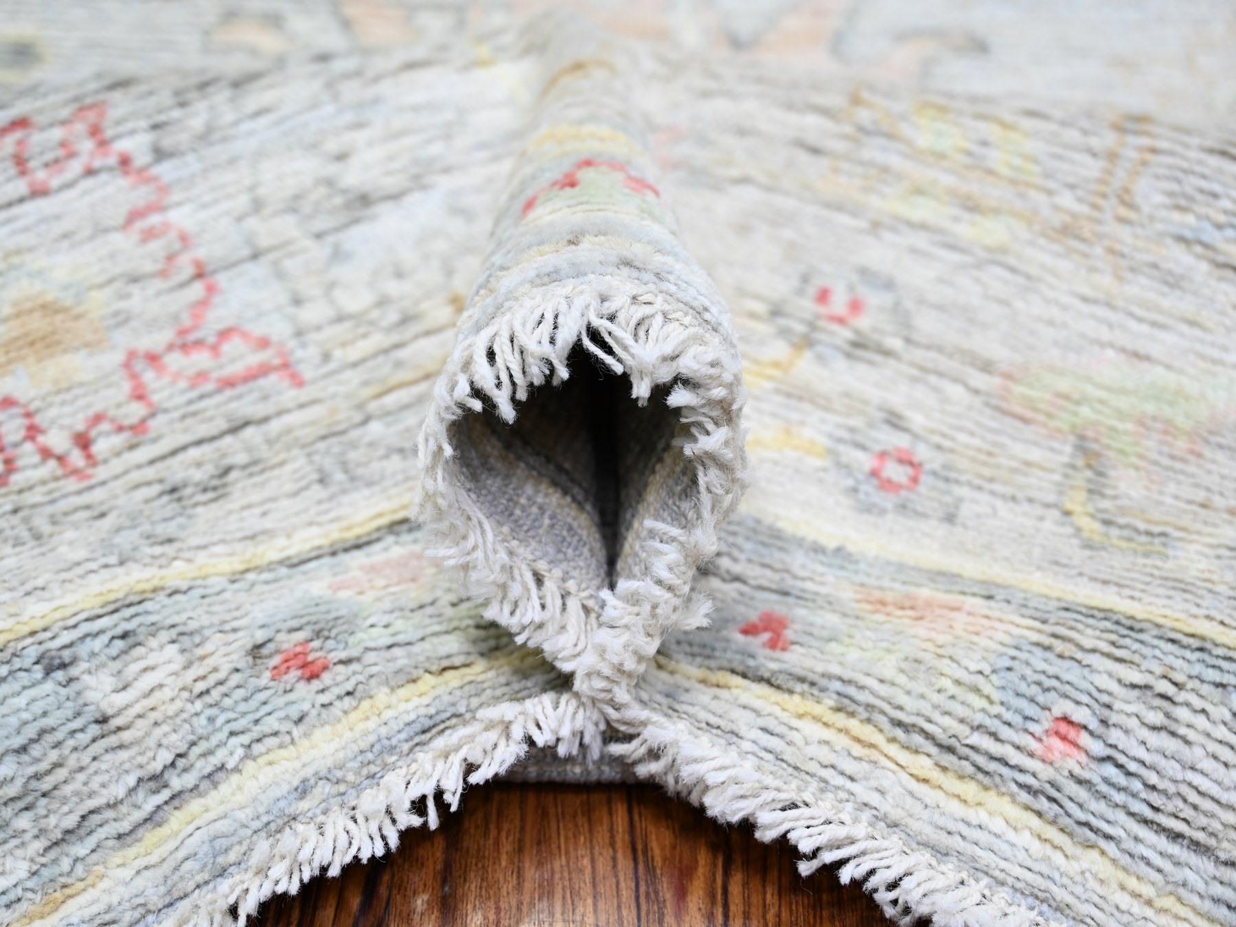 8'3"x9'8" Silver Gray, Natural Dyes Afghan Angora Oushak with Soft Colors, Extra Soft Wool Hand Knotted, Oriental Rug HR73799 - Image 6