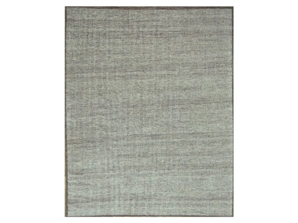 12'1"x15' Carob Brown and Ivory, Distressed and Oxidized Grass Design with Exposed Warps, 100% Wool, Hand Knotted, XL, Oversized, Oriental Rug HR76693