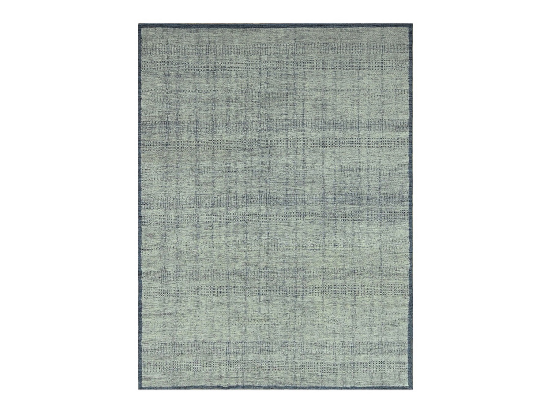 8'10"x11'10" Astros Navy Blue with Ivory, Hand Knotted, Distressed and Oxidized Grass Design, Organic Wool, Oriental Rug HR76695