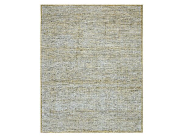 12'x14'10" Mustard Yellow, Oxidized and Distressed Grass Design with Exposed Warps, Organic Wool, Hand Knotted, Oversized, XL, Oriental Rug HR76704