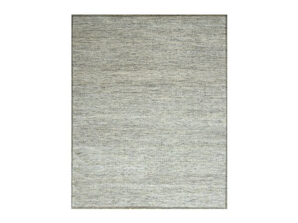 8'3"x10'1" Beige with Brown, Oxidized and Distressed Grass Design with Exposed Warps, Natural Wool, Hand Knotted, Oriental Rug HR76712
