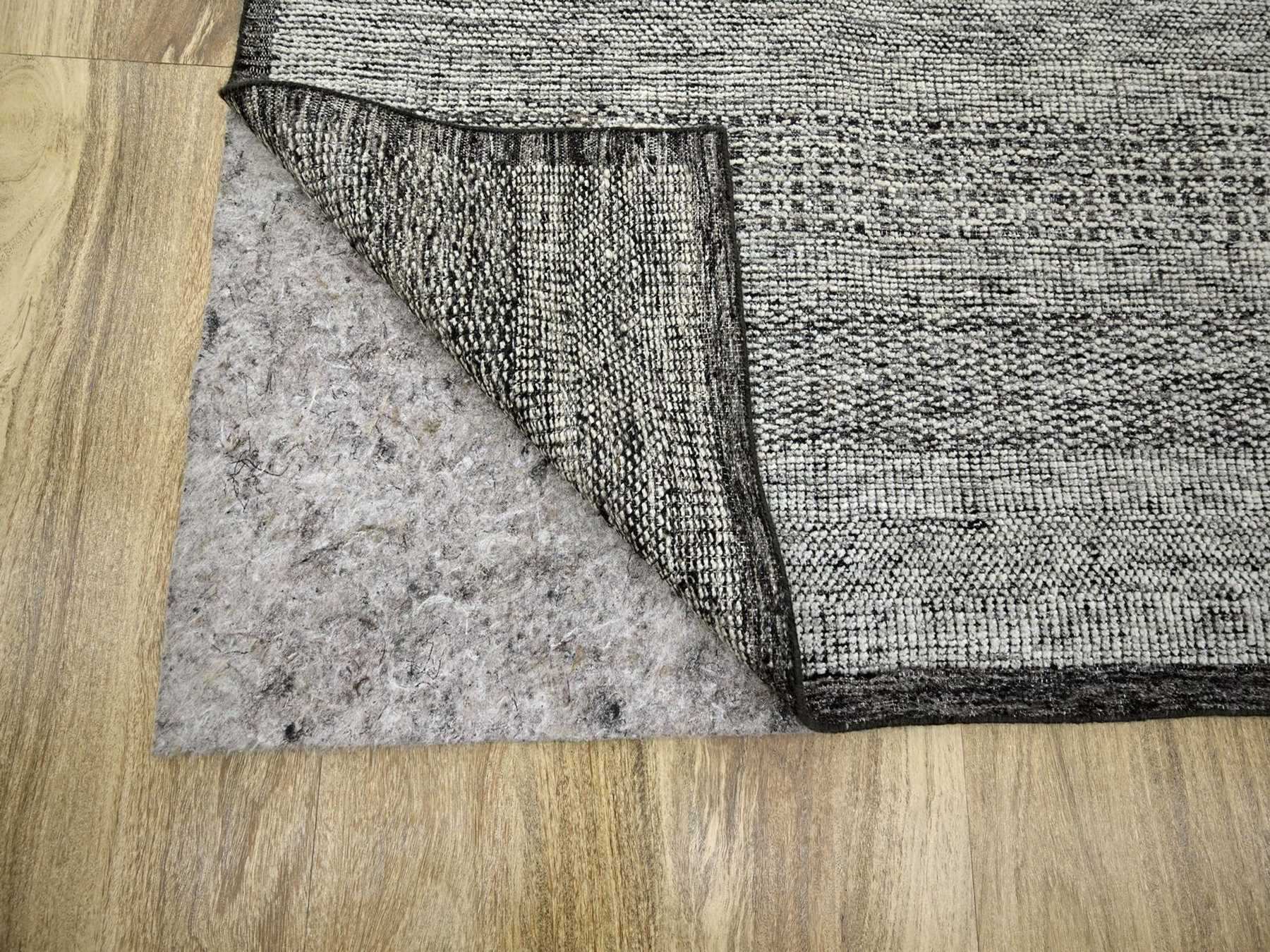 10'x14' Caviar Black with Ivory, Hand Knotted, Organic Wool, Distressed, Oxidized Grass Design with Exposed Warps, Oriental Rug HR76713 - Image 4