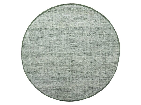 12'x12' Hunter Green, Oxidized and Distressed Grass Design with Exposed Warps, Hand Knotted, 100% Wool, Round, Oriental Rug HR76720