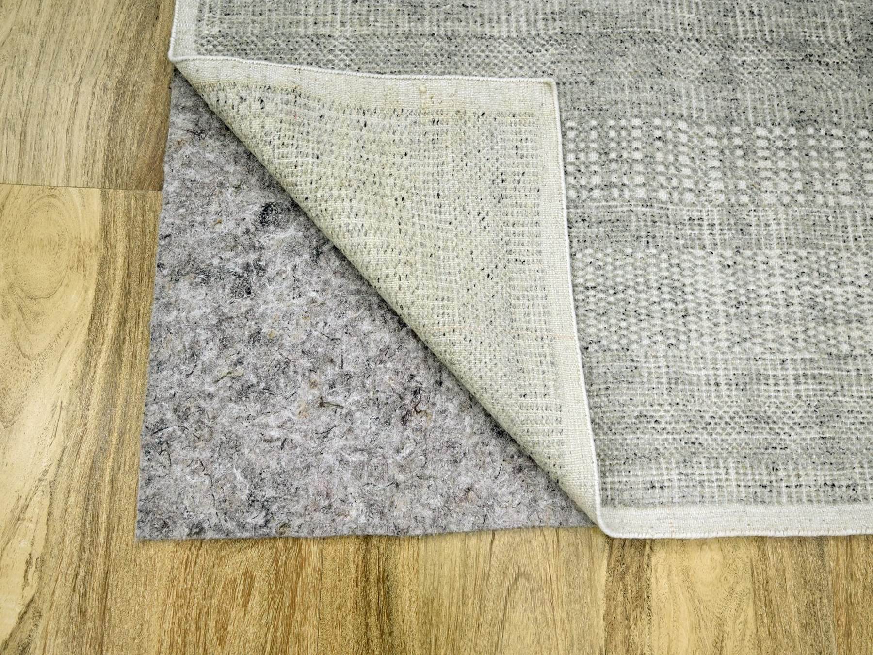 6'1"x9' Misty Gray, Natural Wool, Oxidized and Distressed Grass Design with Exposed Warps, Hand Knotted, Oriental Rug HR76736 - Image 4