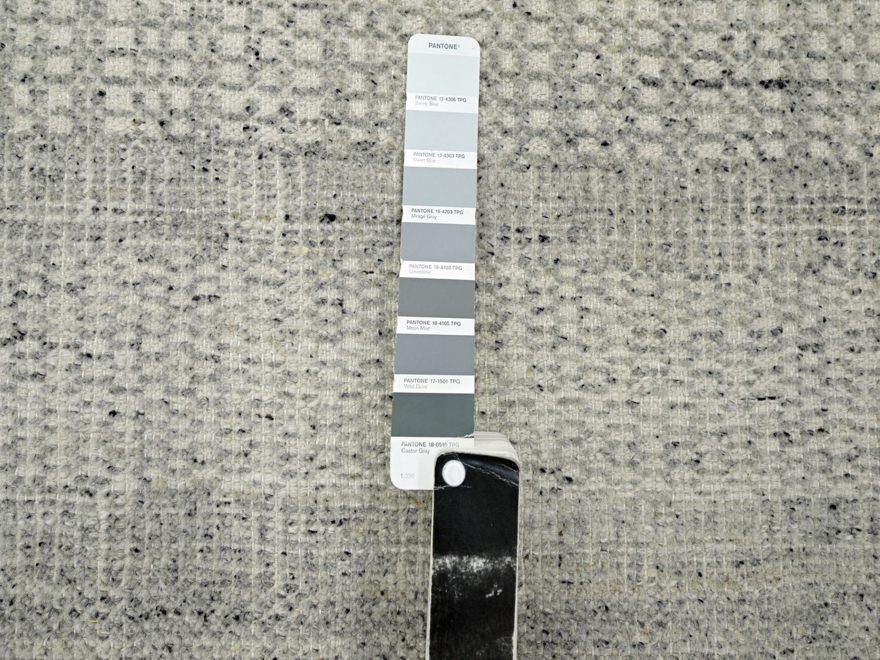 6'1"x9' Misty Gray, Natural Wool, Oxidized and Distressed Grass Design with Exposed Warps, Hand Knotted, Oriental Rug HR76736 - Image 7