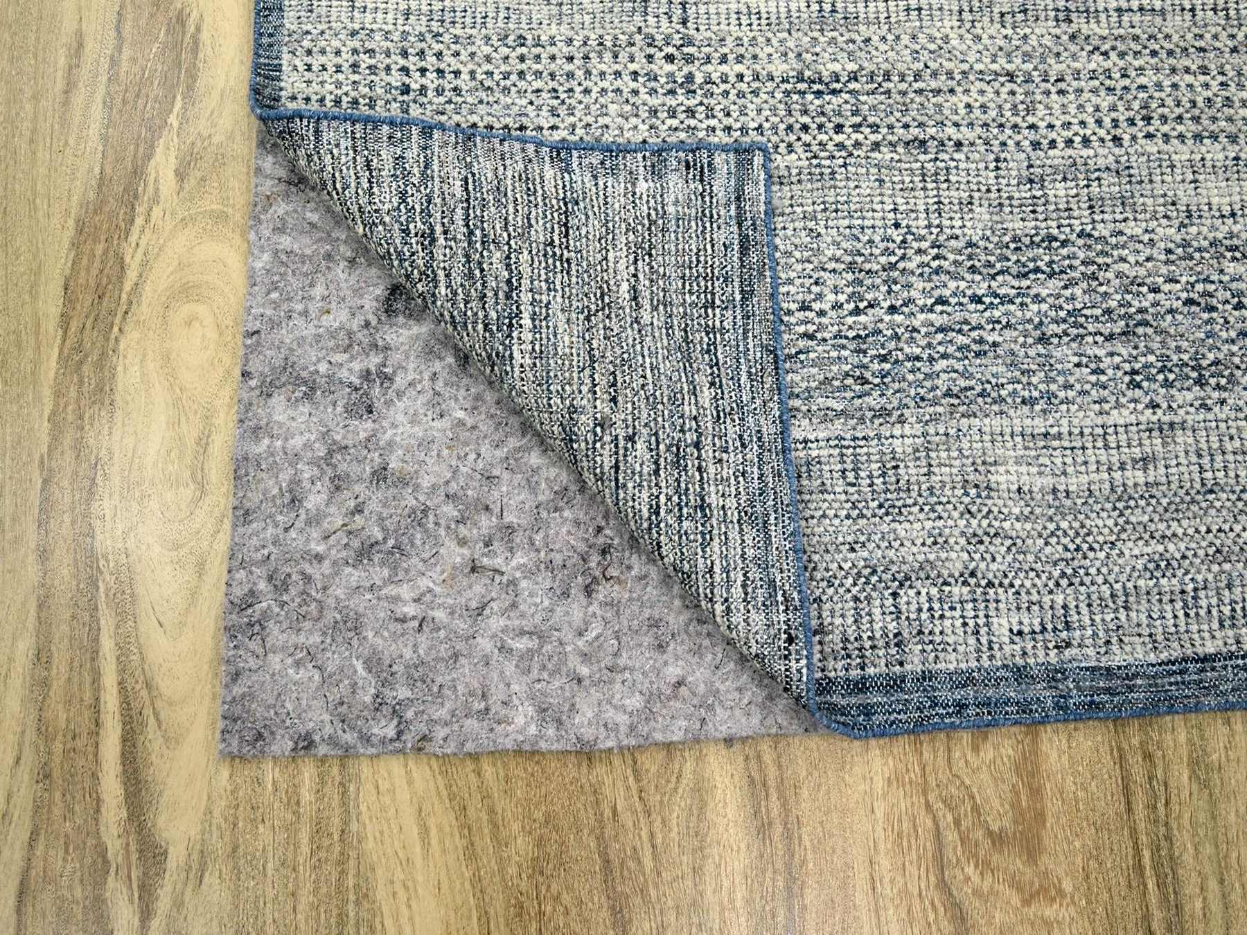 6'x9'1" Aegean Blue, Oxidized and Distressed Grass Design with Exposed Warps, 100% Wool, Hand Knotted, Oriental Rug HR76737 - Image 4