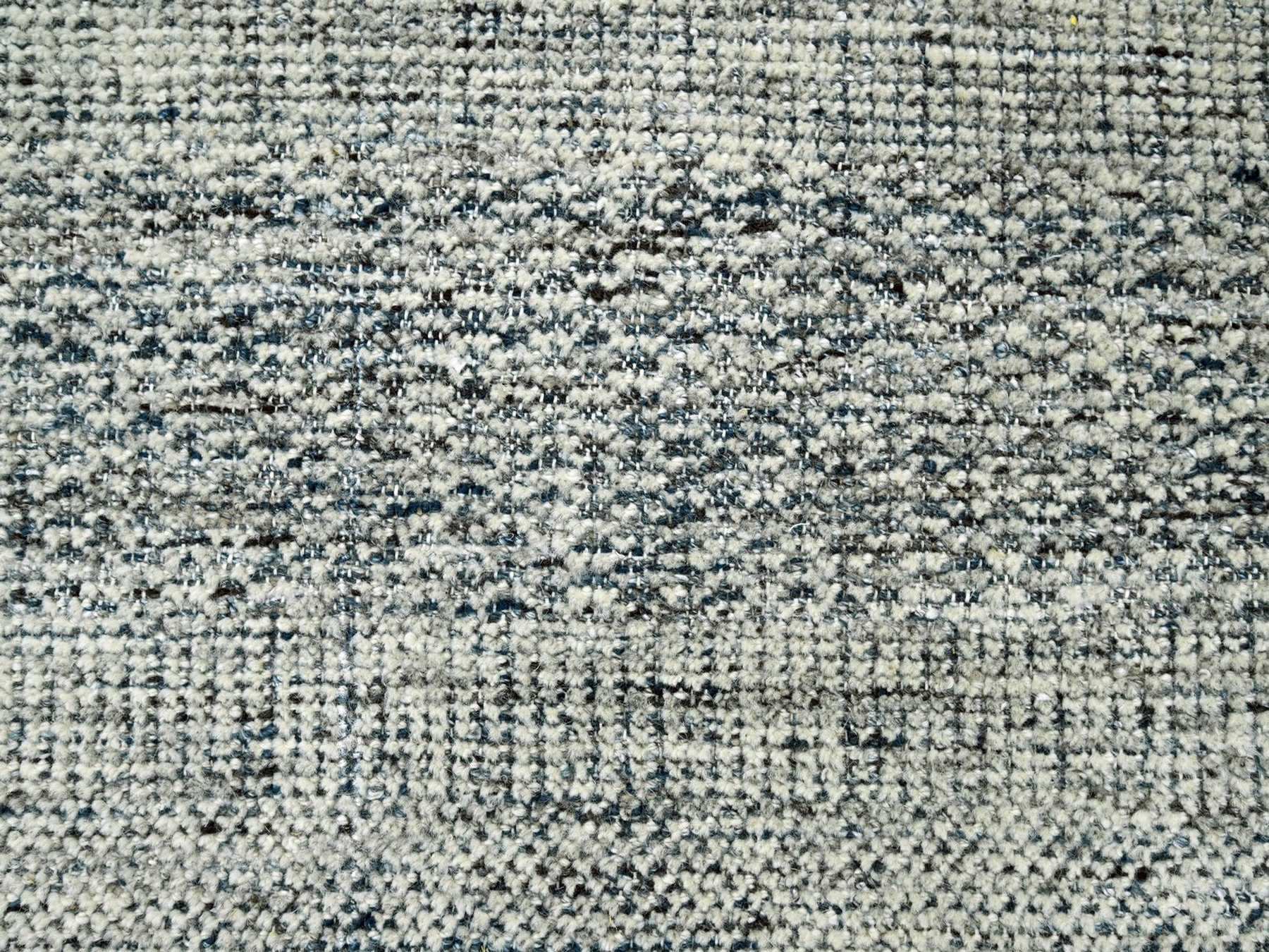 6'x9'1" Aegean Blue, Oxidized and Distressed Grass Design with Exposed Warps, 100% Wool, Hand Knotted, Oriental Rug HR76737 - Image 8