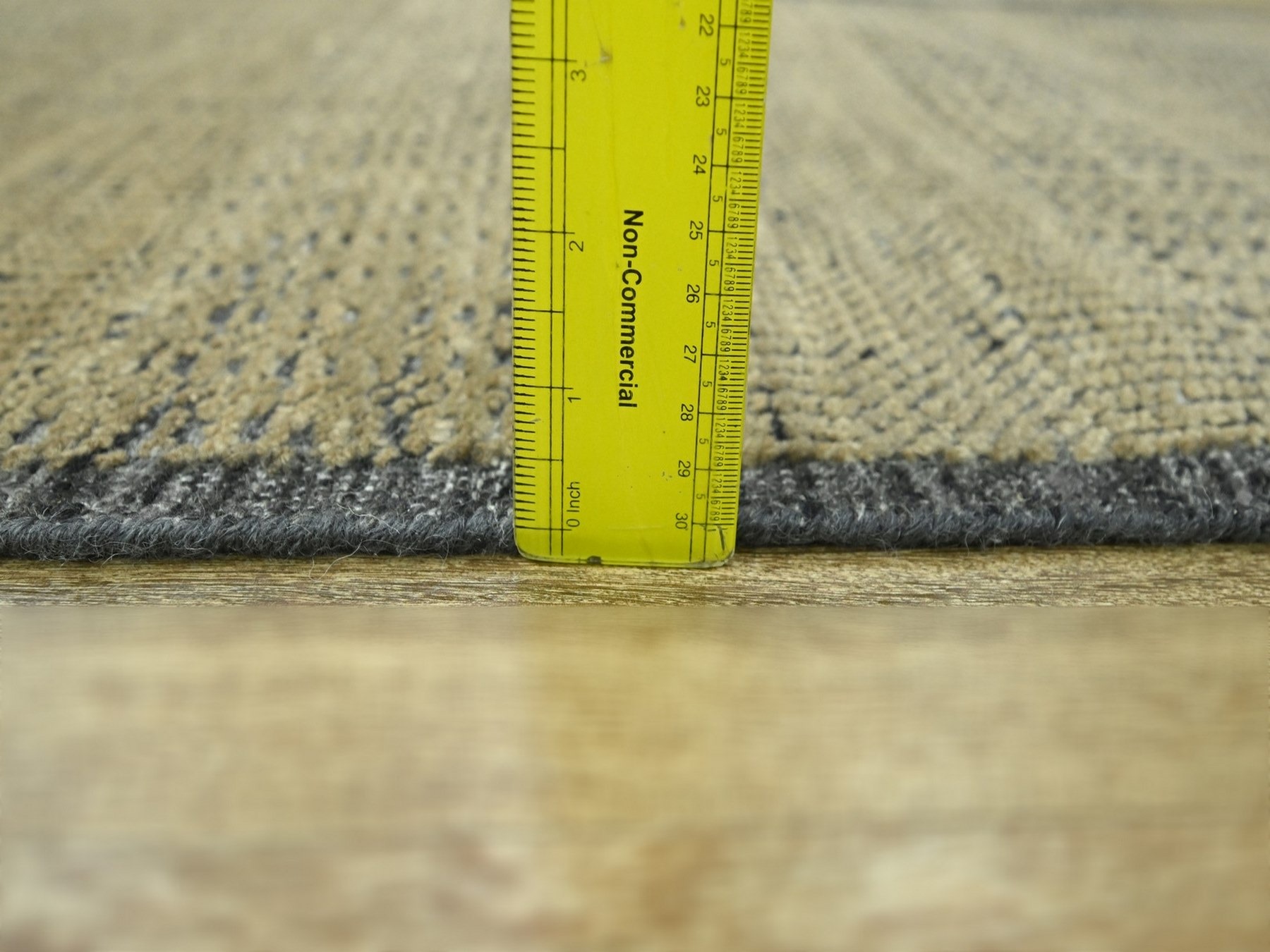 2'6"x11'10" Peanut Brown, 100% Wool, Hand Knotted, Oxidized and Distressed Grass Design with Exposed Warps, Runner, Oriental Rug HR76755 - Image 5