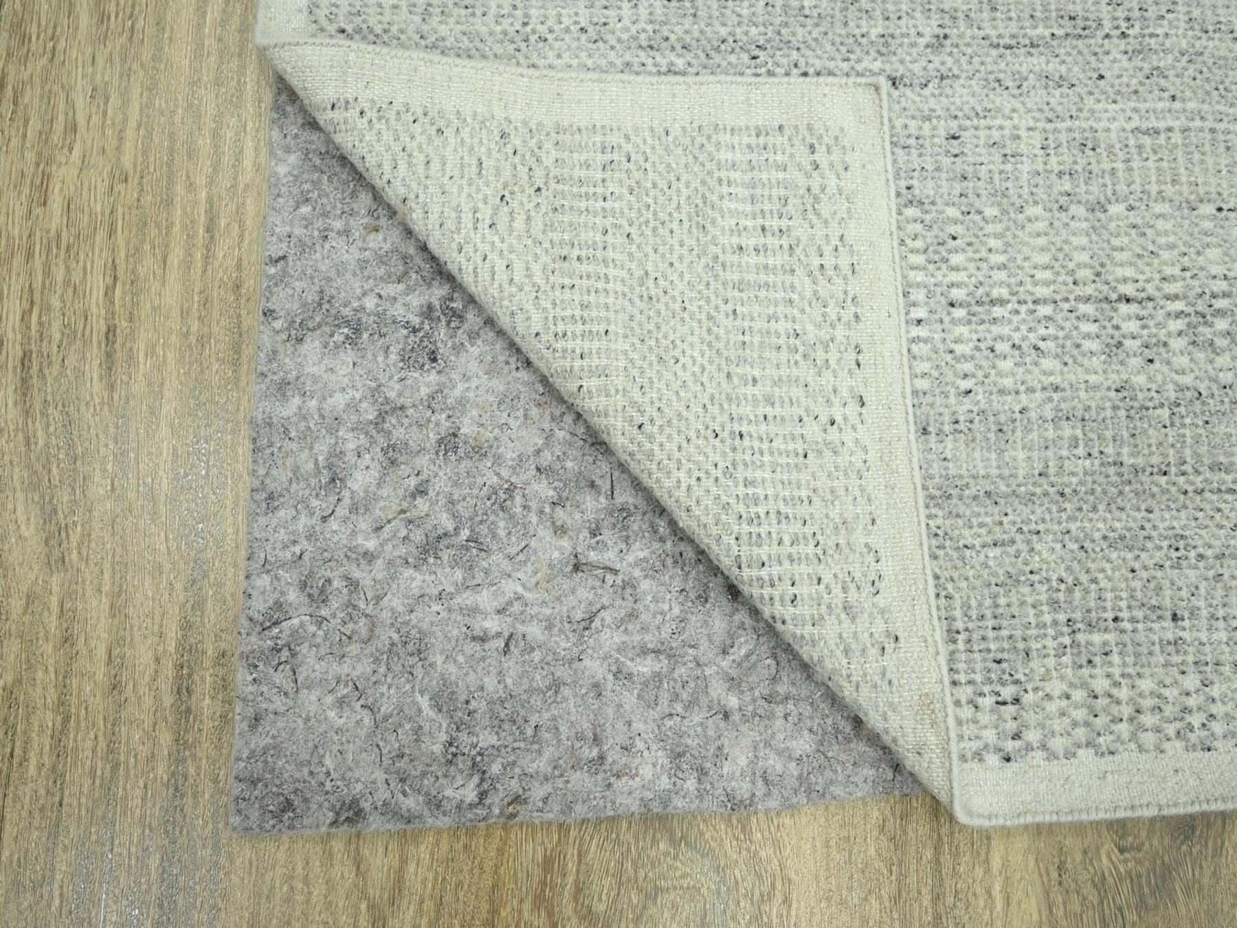 2'6"x8'1" Misty Gray, Hand Knotted, 100% Wool, Oxidized and Distressed Grass Design with Exposed Warps, Runner, Oriental Rug HR76757 - Image 3