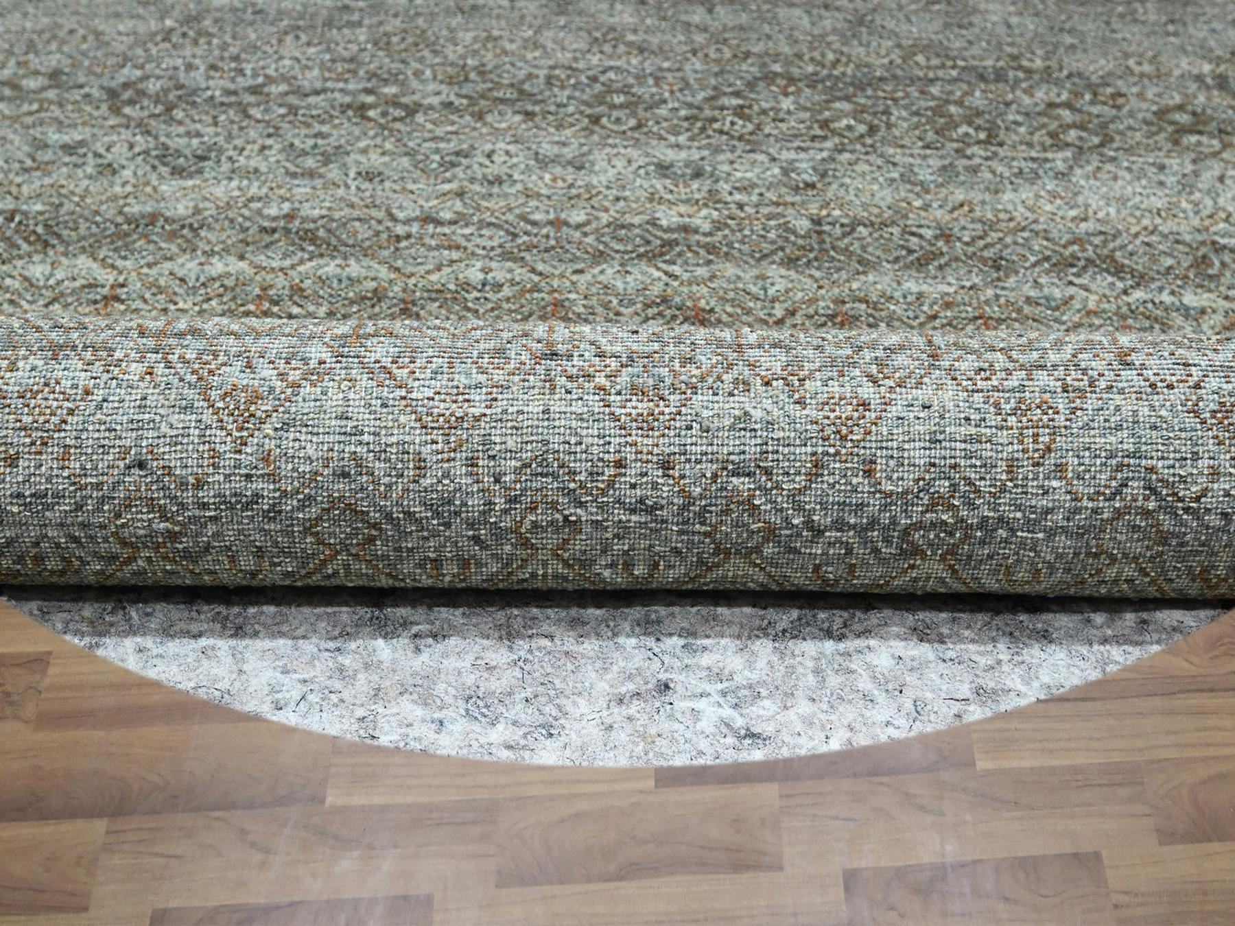 10'x10' Arsenic Gray, Kohinoor Herat Pattern, Small Geometric Repetitive Diamond Design, Soft Wool, Tone on Tone, Hand Knotted, Round, Oriental Rug HR76788 - Image 4