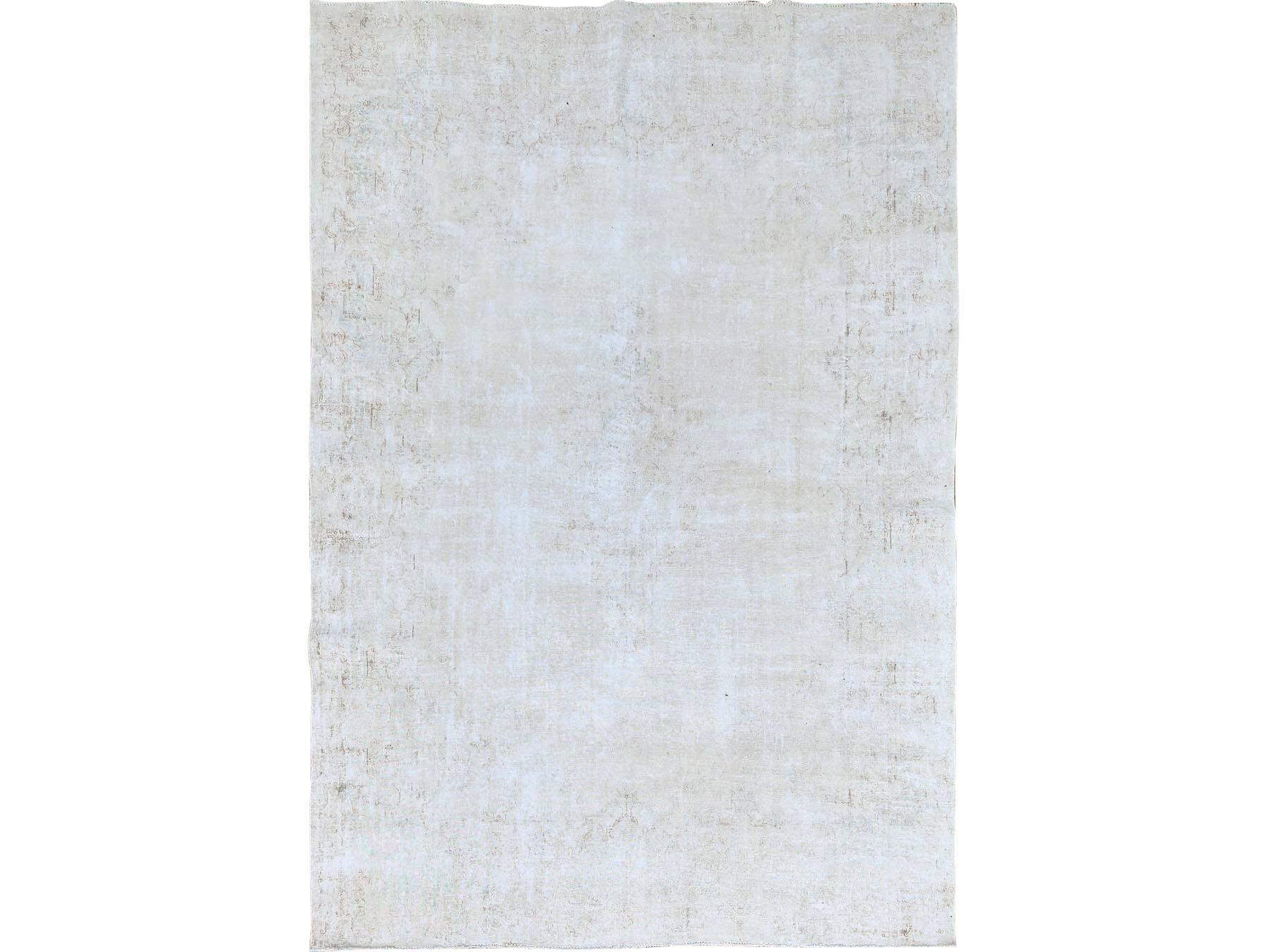 8'2"x11'8" Alice Blue, Vintage Persian Kerman, Evenly Worn, 100% Wool, Hand Knotted, Cleaned with Sides and Edges Professionally Secured, Oriental Rug HR85523