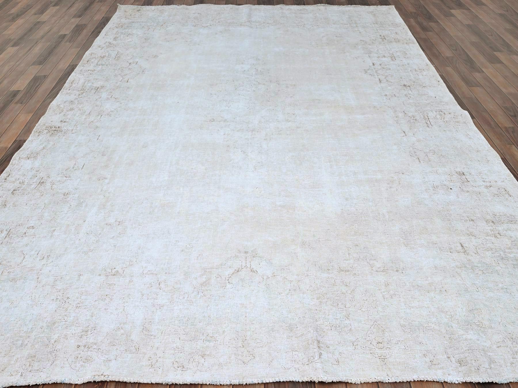 8'2"x11'8" Alice Blue, Vintage Persian Kerman, Evenly Worn, 100% Wool, Hand Knotted, Cleaned with Sides and Edges Professionally Secured, Oriental Rug HR85523 - Image 2