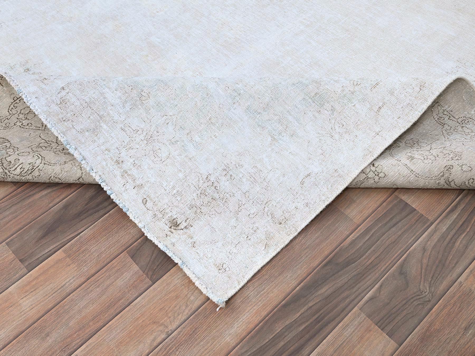 8'2"x11'8" Alice Blue, Vintage Persian Kerman, Evenly Worn, 100% Wool, Hand Knotted, Cleaned with Sides and Edges Professionally Secured, Oriental Rug HR85523 - Image 6